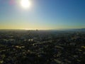 A majestic aerial shot of the San Gabriel Valley at sunset