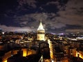 Majestic aerial view of the Galata Tower from the top of the surrounding area