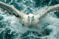 Majestic Albatross Soaring Above Churning Ocean Waves with Power and Grace, Nature\'s Elegance Captured in Flight