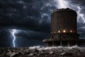 Abandoned Alien Fortress in Storm
