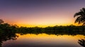 majestic Amazon river with a beautiful sunset in the background in high resolution and sharpness Royalty Free Stock Photo