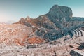 amphitheater in the ancient city of Termessos is one of the main tourist and archaeological attractions of the Antalya Royalty Free Stock Photo