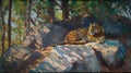 Majestic Amur Leopard in Autumn Taiga Forest AI Generative