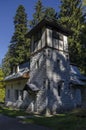 Majestic ancient building of Hydroelectric plant in the old park Tsarska or Royal Bistritsa near by resort Borovets