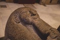 Majestic Ancient Sarcophagus with Hieroglyphics symbols in the Cairo Egyptian Museum, the oldest archaeological museum in the Mid