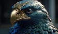 majestic anthropomorphic eagle stands tall, adorned in formidable military armor. Creating using generative AI tools