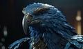 The majestic anthropomorphic eagle stands tall adorned in formidable military armor. Creating using generative AI tools