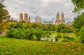 Majestic Apartments and San Remo buildings view from the Central Park, New York Royalty Free Stock Photo