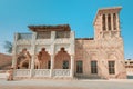 majestic architecture of famous house of Sheikh Said Al Maktoum in traditional Arabic style, which Royalty Free Stock Photo