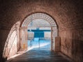 Majestic archway entrance of the  Olympic Tunnel of the Panathenaic Stadium in Athens, Greece Royalty Free Stock Photo