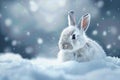 Majestic Arctic hare in pristine white snow setting with copyspace