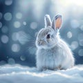 Majestic Arctic hare in pristine white snow setting with copyspace