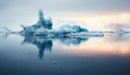 Majestic arctic landscape frozen water, snow, and tranquil reflection generated by AI