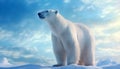 Majestic arctic mammal standing on ice, looking at camera generated by AI