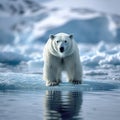 Majestic arctic scene Polar bear on icy terrain in Svalbard