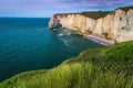 Majestic Atlantic ocean coastline with amazing cliffs, Etretat, Normandy, France Royalty Free Stock Photo