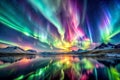 Majestic Aurora Borealis over a Mountain Lake Royalty Free Stock Photo