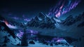 Majestic Aurora Borealis over Snow-Capped Mountains