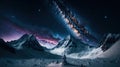 Majestic Aurora Borealis over Snow-Capped Mountains