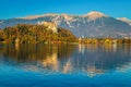 Stunning view with autumn landscape and lake Bled, Slovenia Royalty Free Stock Photo