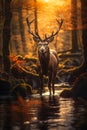 Majestic Autumn: A Stunning Portrait of a Deer in the Shimmering