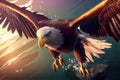 Majestic Bald Eagle Descending into Natural Habitat at Golden Hour, Hyperrealistic 3D Render Made with Generative AI Royalty Free Stock Photo