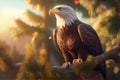 Majestic Bald Eagle Descending into Natural Habitat at Golden Hour, Hyperrealistic 3D Render Made with Generative AI Royalty Free Stock Photo