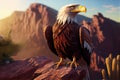 Majestic Bald Eagle Descending into Natural Habitat at Golden Hour, Hyperrealistic 3D Render Made with Generative AI Royalty Free Stock Photo