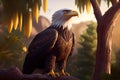 Majestic Bald Eagle Descending into Natural Habitat at Golden Hour, Hyperrealistic 3D Render Made with Generative AI Royalty Free Stock Photo