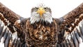 Majestic bald eagle displaying wings in hdr, shot with sony a7, isolated on white Royalty Free Stock Photo