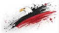 Majestic bald eagle emerging from artistic brushstrokes of red and black Royalty Free Stock Photo