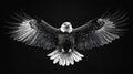 Majestic Bald Eagle in Flight: Black and White Pixel Art Royalty Free Stock Photo