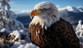 Majestic bald eagle flying over snowy mountain landscape generated by AI Royalty Free Stock Photo