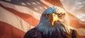 Majestic Bald Eagle Head Over An American Flag Abstract Background - Generative AI Royalty Free Stock Photo