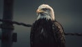 Majestic bald eagle perched on branch, watching generated by AI