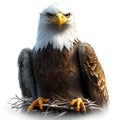 Majestic Bald Eagle Perched on Nest Winter Scene Wildlife Royalty Free Stock Photo