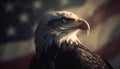 Majestic bald eagle perching on branch generated by AI