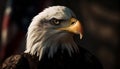 Majestic bald eagle perching on branch generated by AI