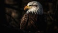Majestic bald eagle perching on branch outdoors generated by AI Royalty Free Stock Photo