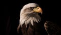 Majestic bald eagle perching, , focused generated by AI