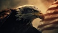 Majestic bald eagle perching, of freedom generated by AI