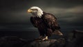 Majestic bald eagle perching, hunting with pride generated by AI