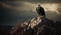 Majestic bald eagle perching on mountain cliff generated by AI Royalty Free Stock Photo