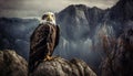 Majestic bald eagle perching on mountain peak generated by AI Royalty Free Stock Photo