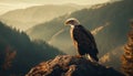 Majestic bald eagle perching on mountain peak generated by AI Royalty Free Stock Photo
