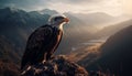 The majestic bald eagle perching on mountain peak at sunset generated by AI Royalty Free Stock Photo