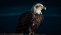 Majestic bald eagle perching, portrait generated by AI