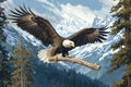 Majestic Bald Eagle Soaring Above Mountain Landscape Royalty Free Stock Photo