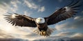 The majestic bald eagle soars high in the sky, its wings spread wide Royalty Free Stock Photo