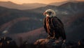 Majestic bald eagle soars in tranquil scene generated by AI